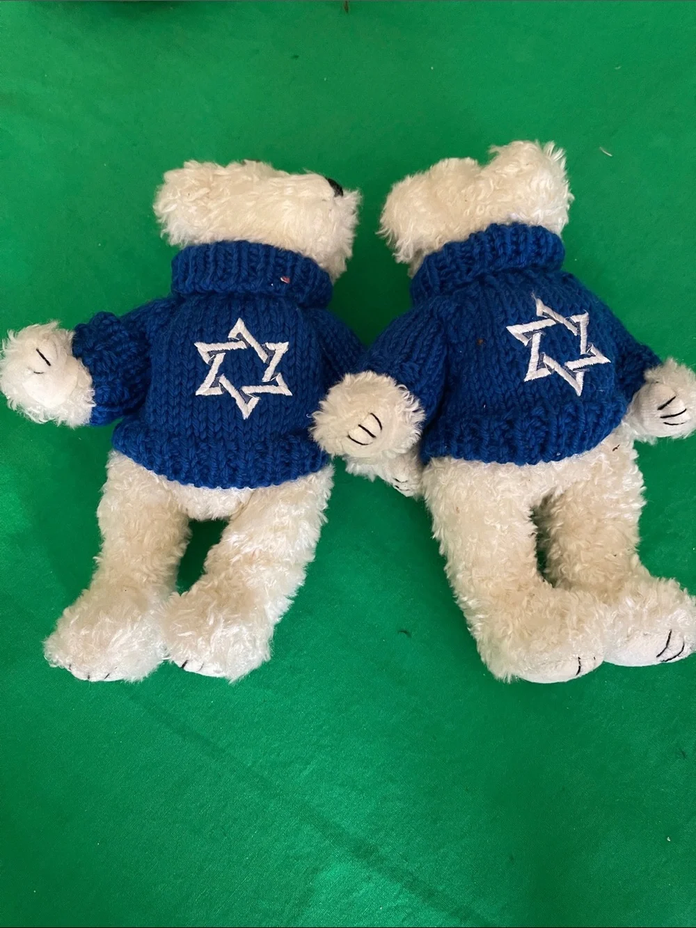 Plush Dog Toy Pair in Blue Knit Sweaters